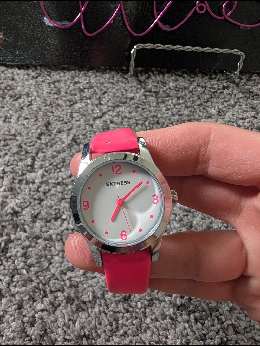 Used Condition Express Hot Pink Strap Watch with Pink Accents